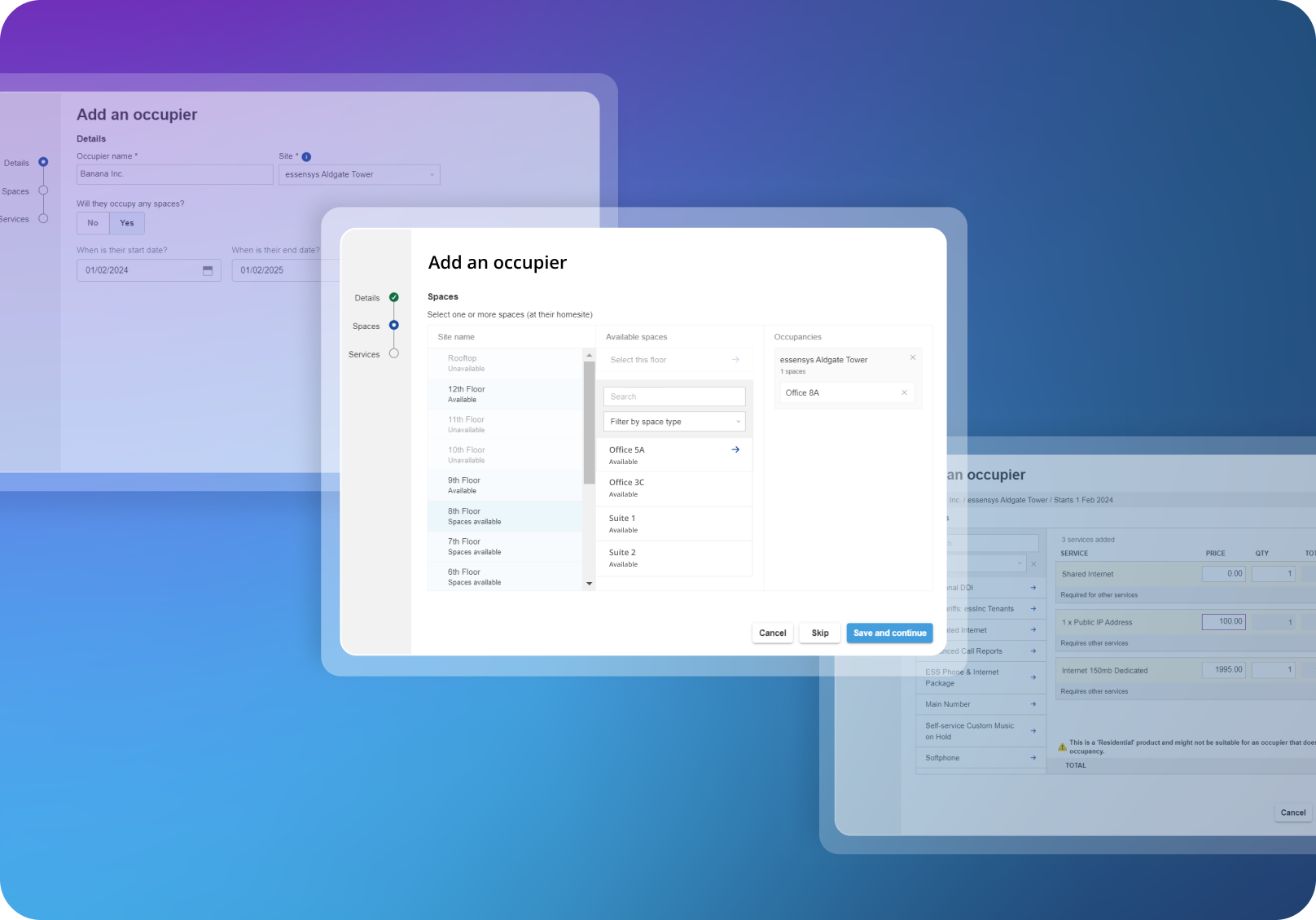 screenshot of essensys Platform